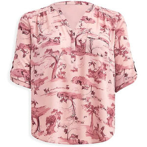 Torrid Disney 3 (3X 22/24) Pink Bambi Deer Forest Georgette Harper‎ Blouse Shirt